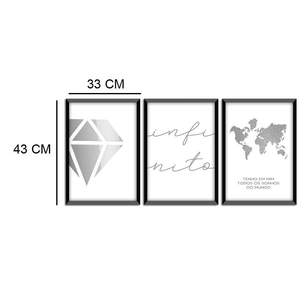 Kit 03 Quadross "Infinito" 43X33X1Cm - 2