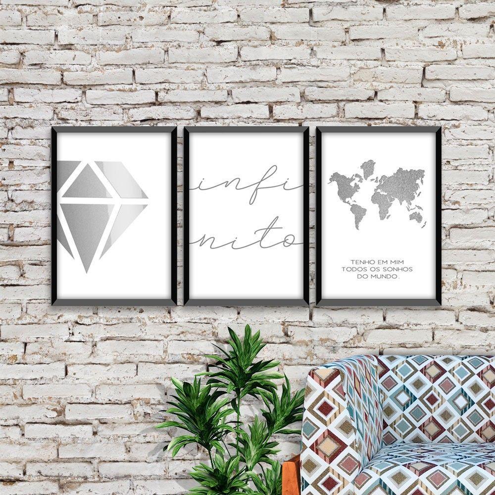 Kit 03 Quadross "Infinito" 43X33X1Cm - 4