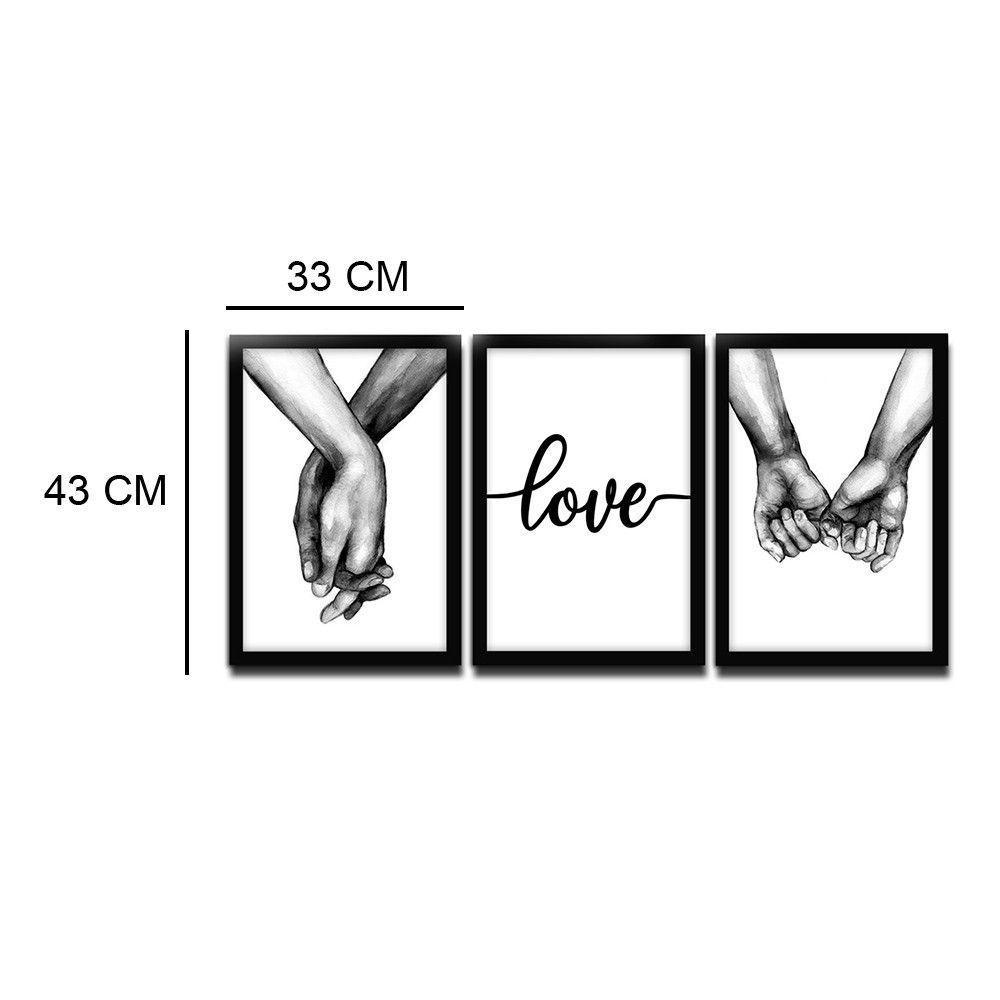 Kit 03 Quadross "Mãos Dadas" 43X33X1Cm - 2