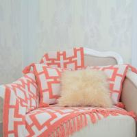 Kit De Xale Com Almofadas Sthella Geométrico Laranja 04 Peças Fio Mousse - 2