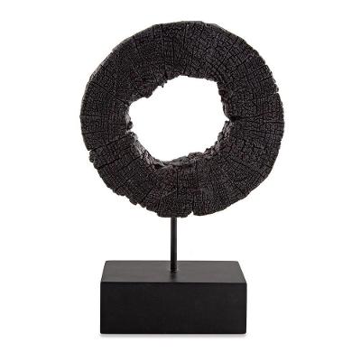 Escultura "círculo" Em Poliresina Preto 43,5x10cm