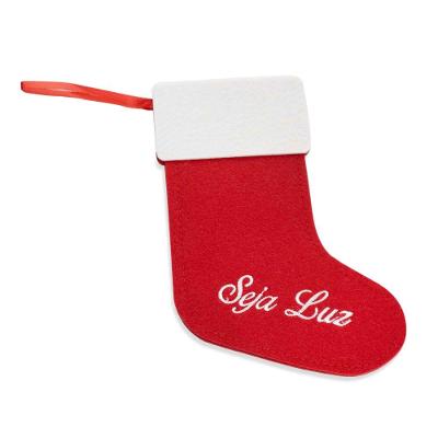 Porta Talher De Natal Bota Seja Luz Vermelho E Branco 20X14Cm