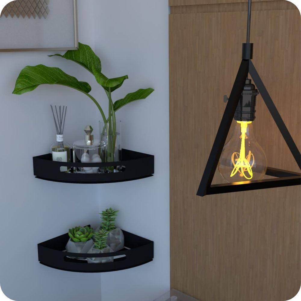Prateleira De Canto Para Quarto Inox Preto Fosco Multiuso - 4