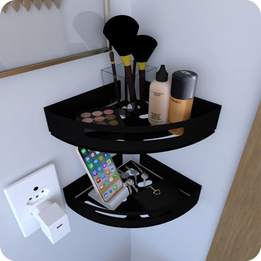 Prateleira De Canto Para Quarto Inox Preto Fosco Multiuso - 5