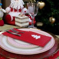 Porta Talher De Natal Árvore Vermelho E Branco 23X10Cmd'Rossi - 1