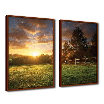 Quadro Decorativo Textura Cx Alta 2Un 40X60 Campo Ensolarado Titulo Moldura Ocre