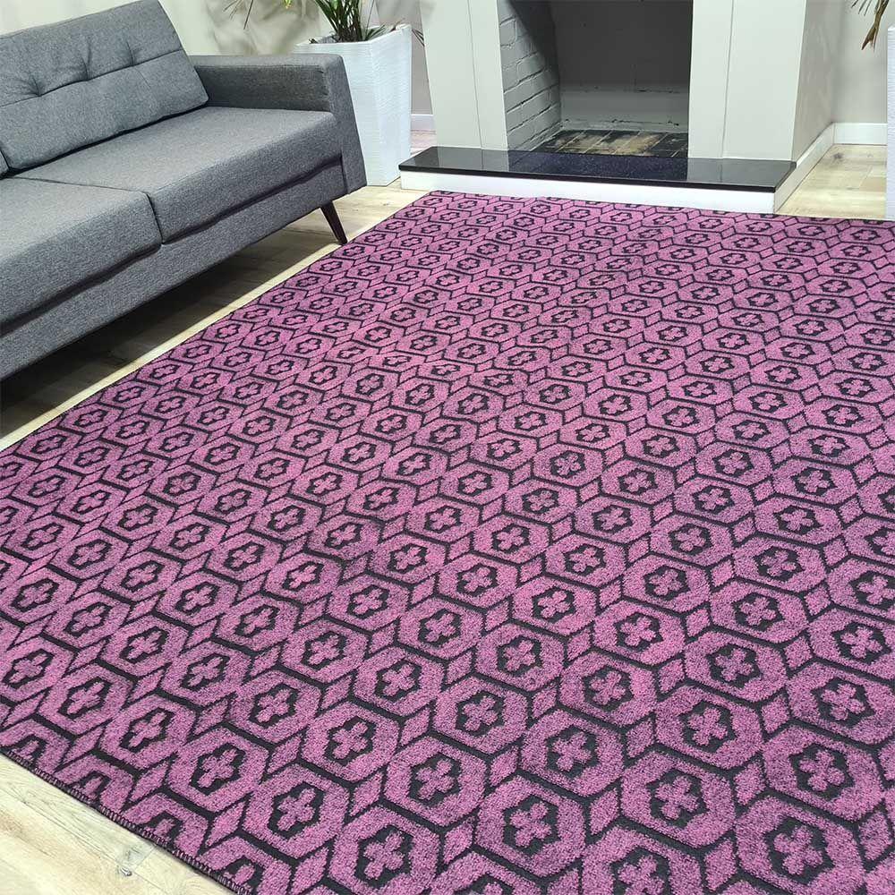 Tapete Carpete Sala Quarto Elegante Geométrico 2,00 X 2,50 Titulos Cor Rosa - 2
