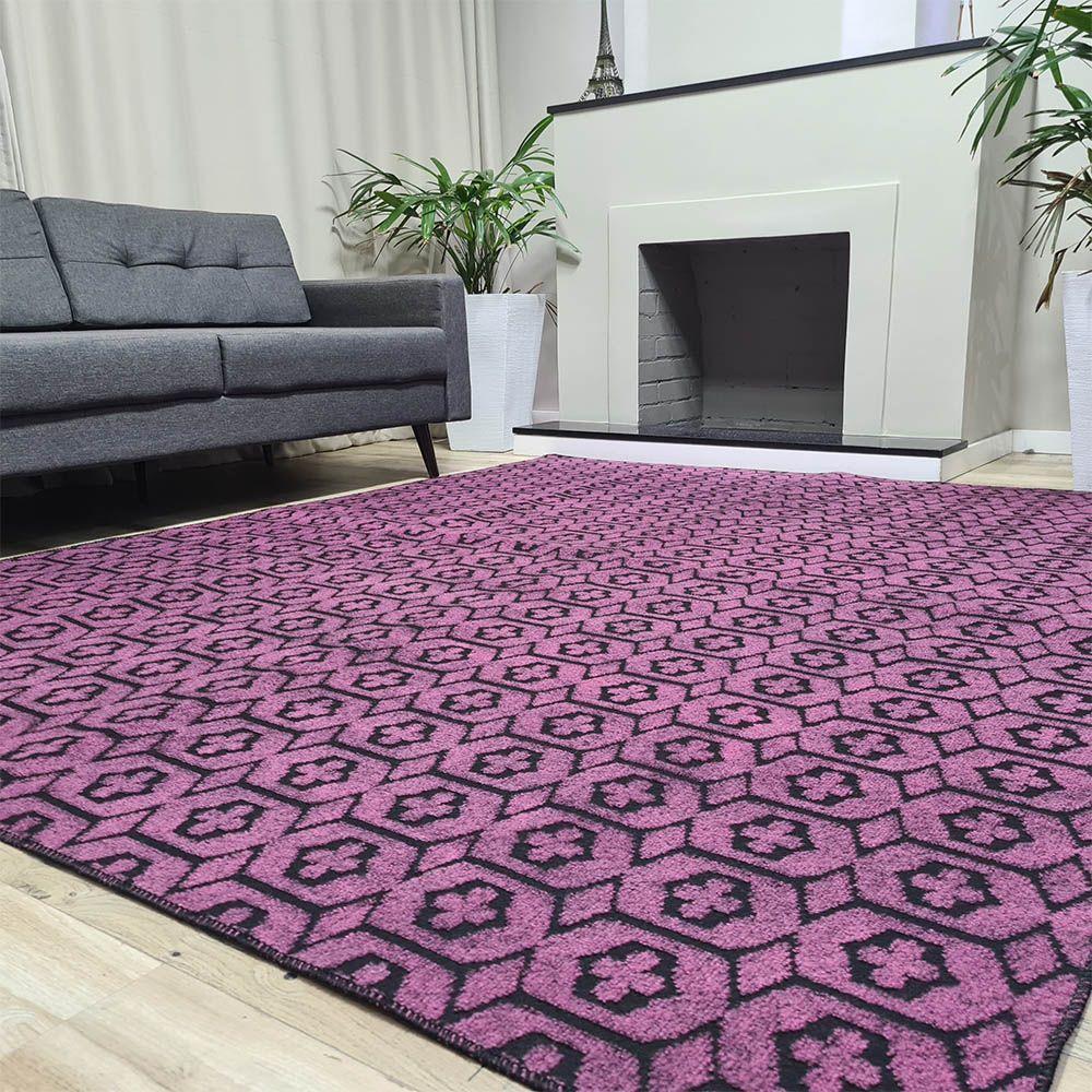 Tapete Carpete Sala Quarto Elegante Geométrico 2,00 X 2,50 Titulos Cor Rosa - 4