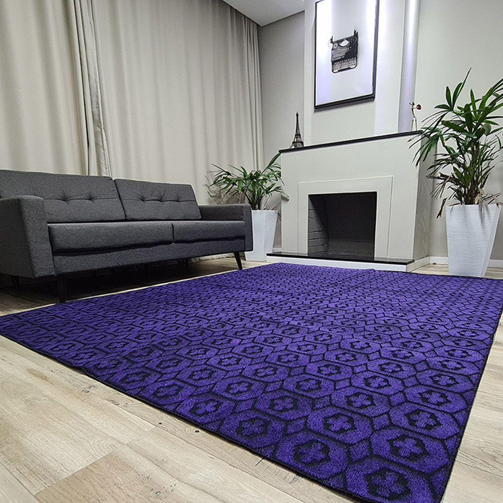 Tapete Carpete Sala Quarto Elegante Geométrico 2,00 X 2,50 Titulos Cor Violeta - 5