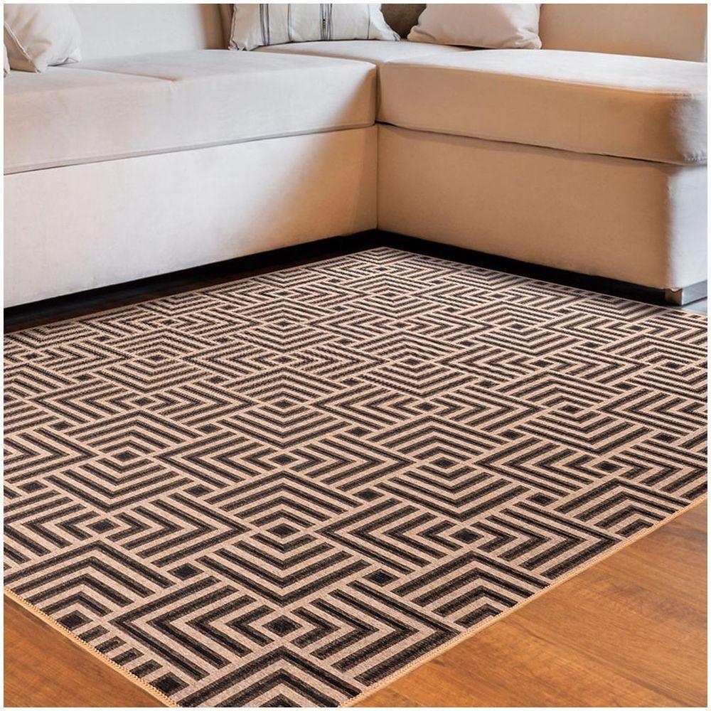 Tapete Sala Quarto Funcional Tabuleiro 1,50 X 2,00 Titulos Bege-72 - 1