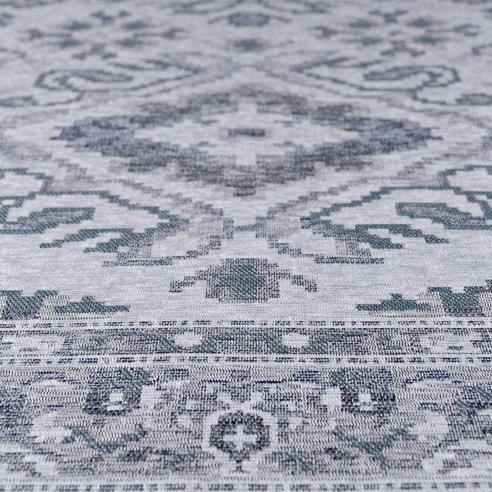 Tapete Sala Quarto Funcional Medalhão 1,50 X 2,00 Titulos Cinza/azul-55 - 4