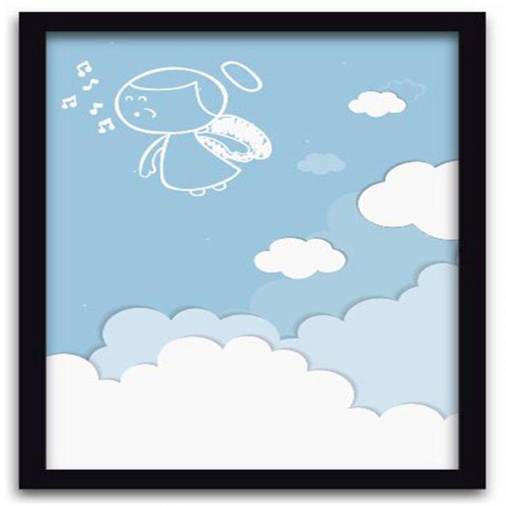 Conjunto Quadros Decorativos 2 Peças 40X60 Menino Anjo Titulo Moldura Preta - 3