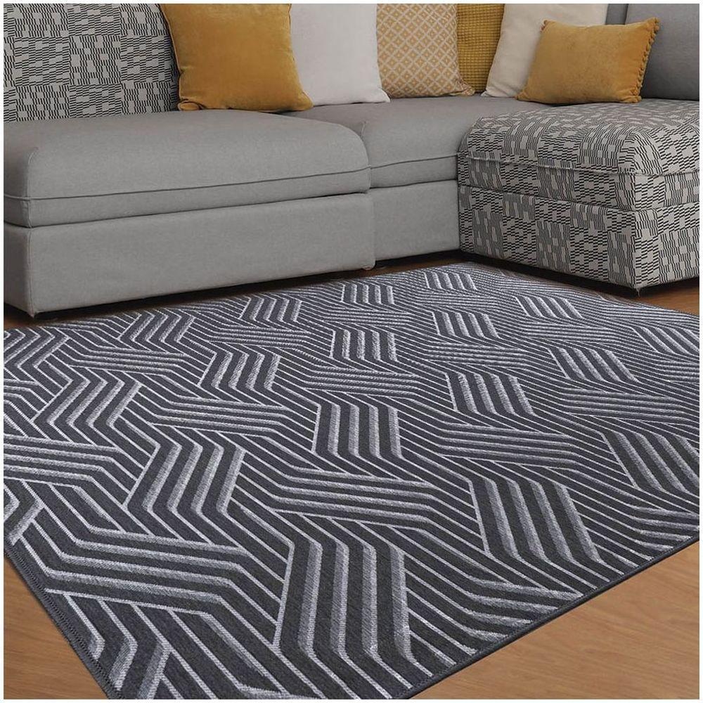 Tapete Sala Quarto Funcional Azulejo 1,50 X 2,00 Titulos Chumbo-56 - 1