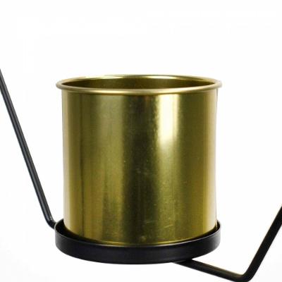 Vaso Metal para Pendurar Dourado e Preto 29x33cm