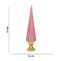 Árvore De Natal Em Resina Rosa E Dourado 45Cm - 2