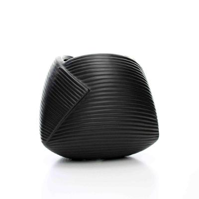 Vaso Dobradura Preto Em Cerâmica 16,5x17,5cm