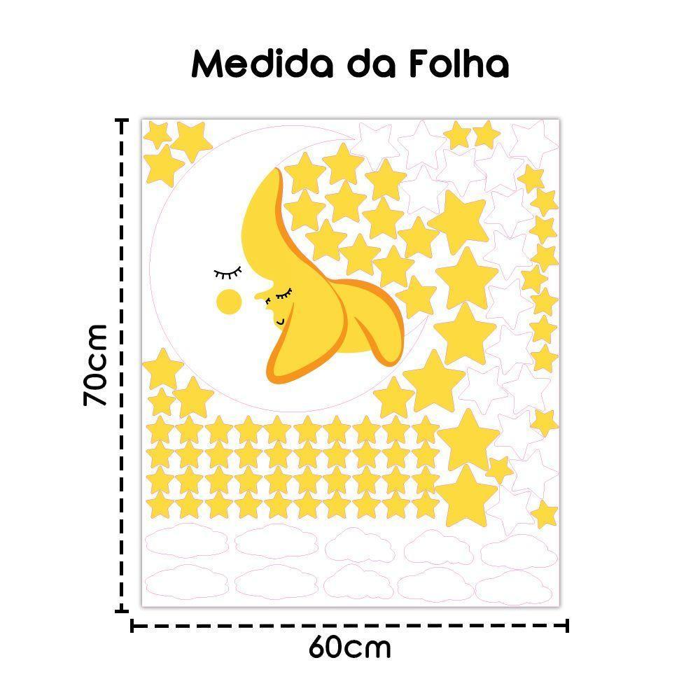 Adesivo De Parede Infantil Lua Nuvens Estrelas Amarelas - 4