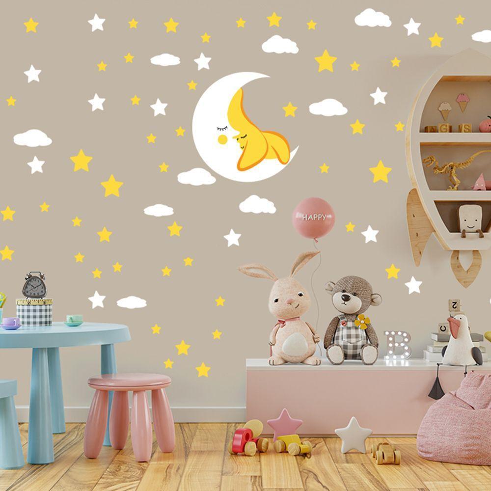 Adesivo De Parede Infantil Lua Nuvens Estrelas Amarelas - 6