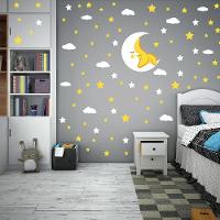 Adesivo De Parede Infantil Lua Nuvens Estrelas Amarelas - 8