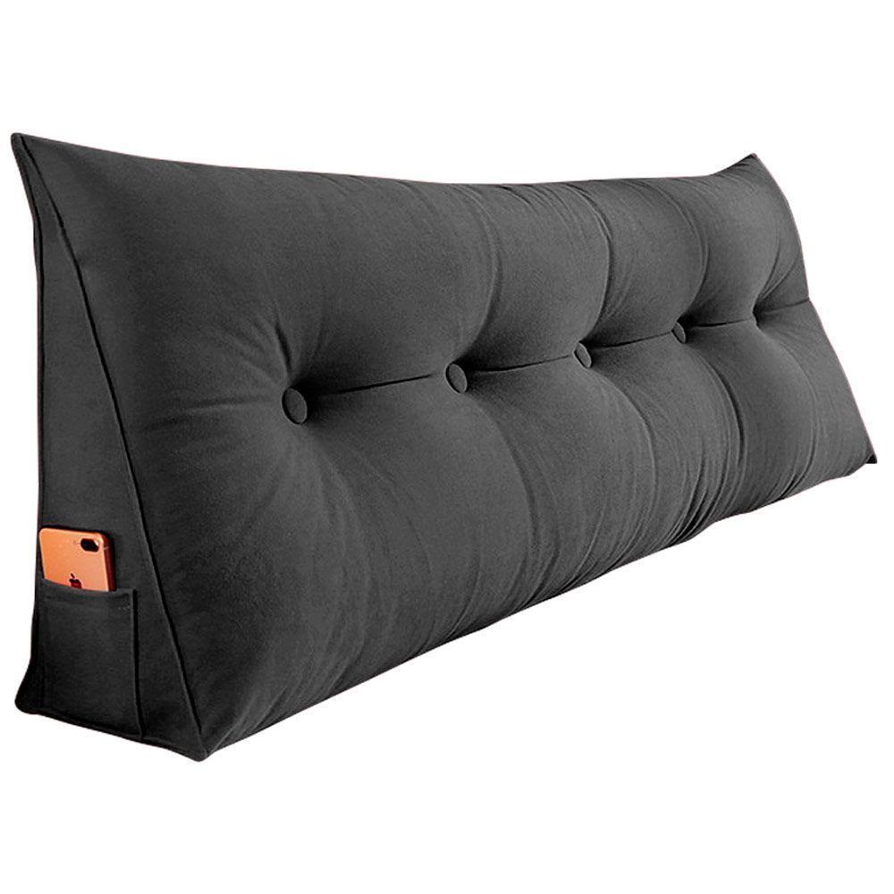 Almofada Para Cabeceira Spot 160cm Com Porta Celular Cinza - 1