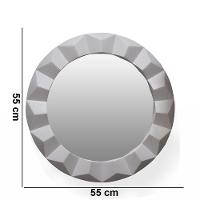 Espelho Redondo Com Moldura De Plastíco 3D Branco 55X55 Cm - 2