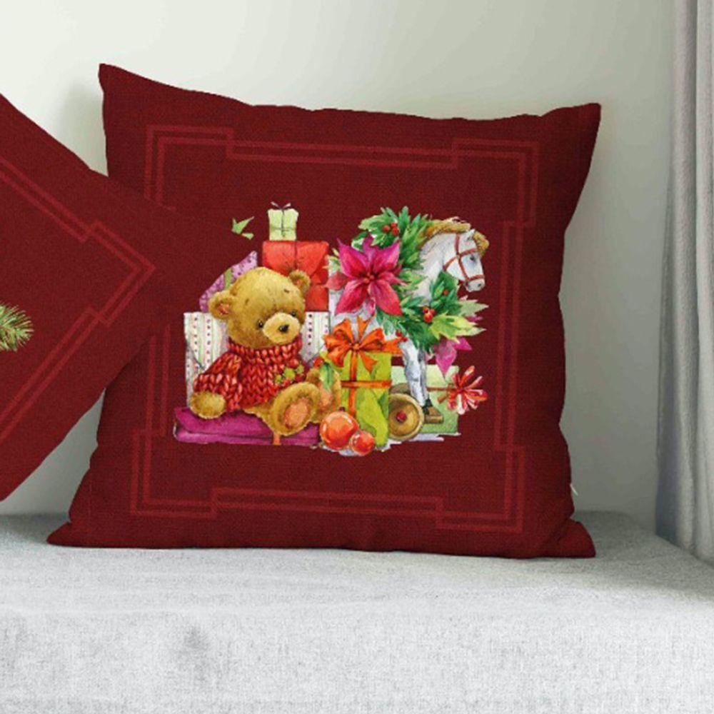 Capa Para Almofada Flanela Natal Encantado 40X40Cm Bordo - 1