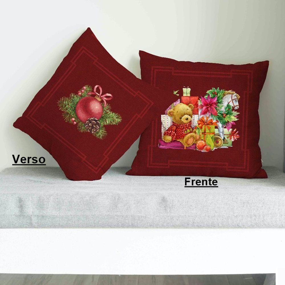 Capa Para Almofada Flanela Natal Encantado 40X40Cm Bordo - 2
