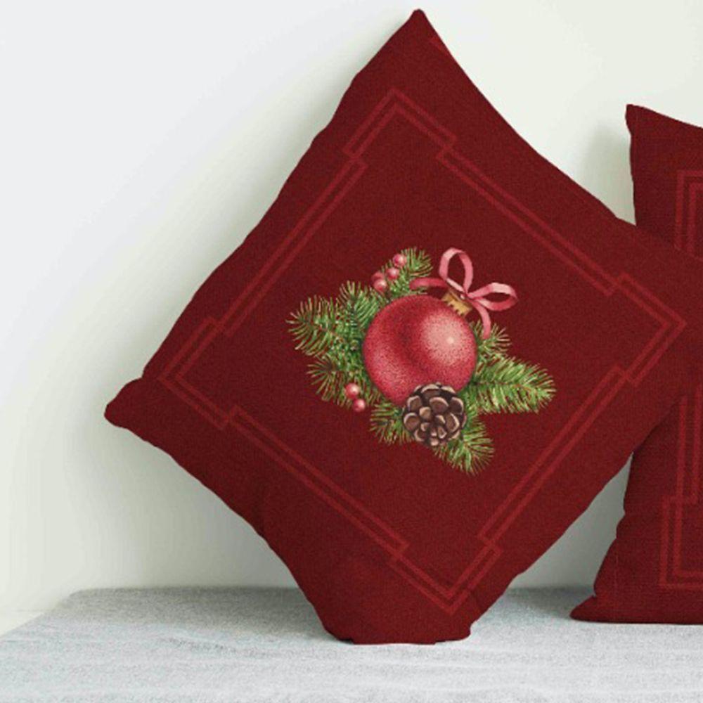 Capa Para Almofada Flanela Natal Encantado 40X40Cm Bordo - 3