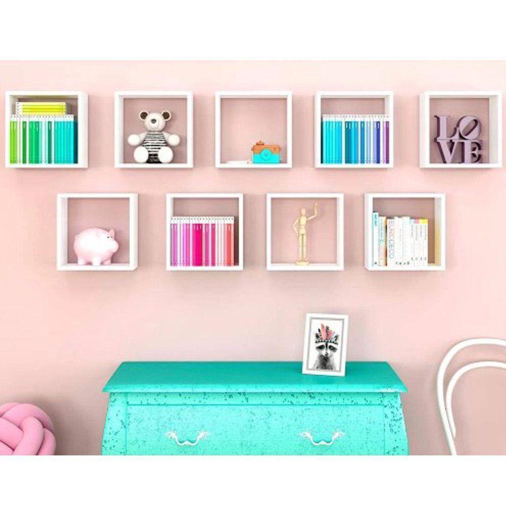 Kit 09 Nichos Organizador 30x30cm Branco Ajl Móveis - 4