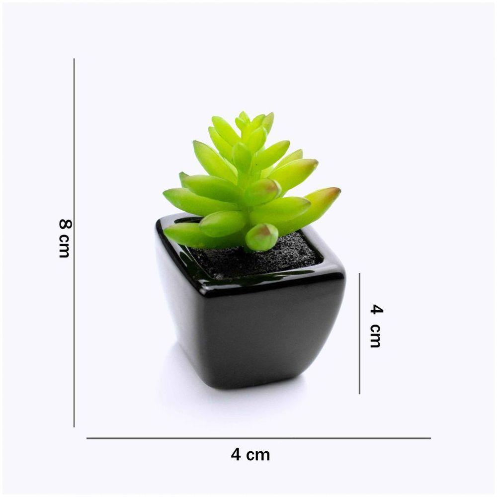 Kit 06 Suculentas Artificial Sortida Vaso Preto Unidades 6x6 Cm - 4