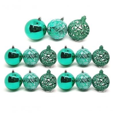 Jogo 12 Bolas Natal Mista Texturizado Arabescos Verde 8Cm