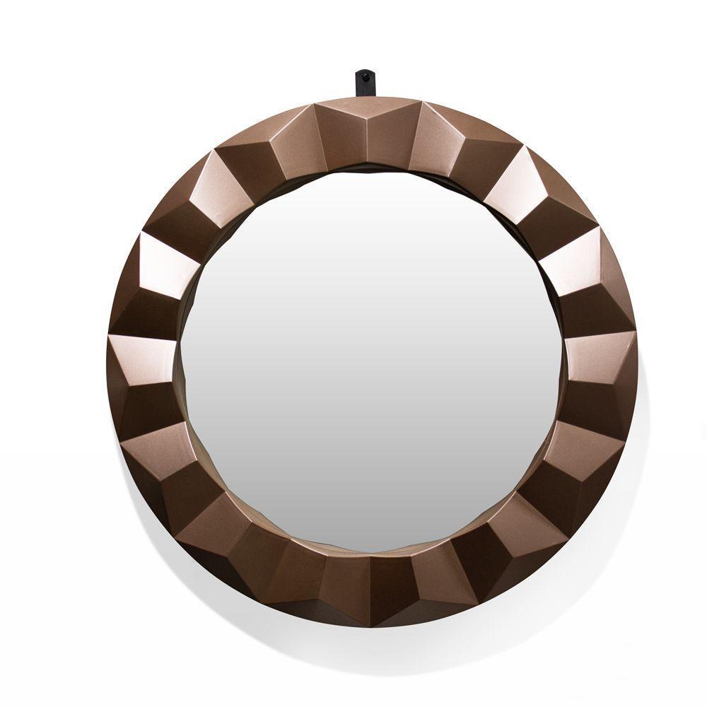 Espelho Redondo Com Moldura De Plastíco 3D Rosê 55X55 Cm - 1