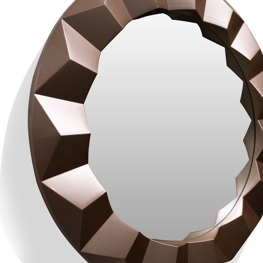 Espelho Redondo Com Moldura De Plastíco 3D Rosê 55X55 Cm - 4