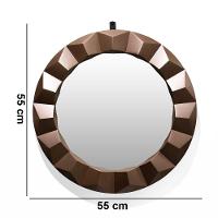 Espelho Redondo Com Moldura De Plastíco 3D Rosê 55X55 Cm - 2