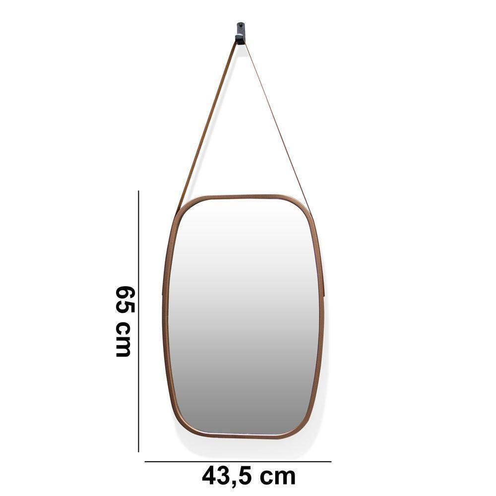 Espelho Retangular Moldura De Plastíco Rosê 65X43,5 Cm - 2