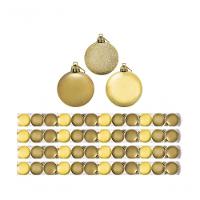 Kit 48 Bolas Natal Mista Gliter, Fosca E Lisa Dourada 5Cm - 1