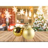 Kit 48 Bolas Natal Mista Gliter, Fosca E Lisa Dourada 5Cm - 2