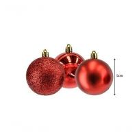Kit 48 Bolas De Natal Mista Fosca Lisa Glitter Vermelha 5Cm - 5