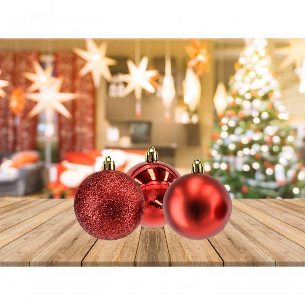 Kit Bola Natal Mista Gliter, Fosca, Brilho Vm 18 Un 8Cm - 4