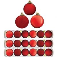 Kit Bola Natal Mista Gliter, Fosca, Brilho Vm 18 Un 8Cm