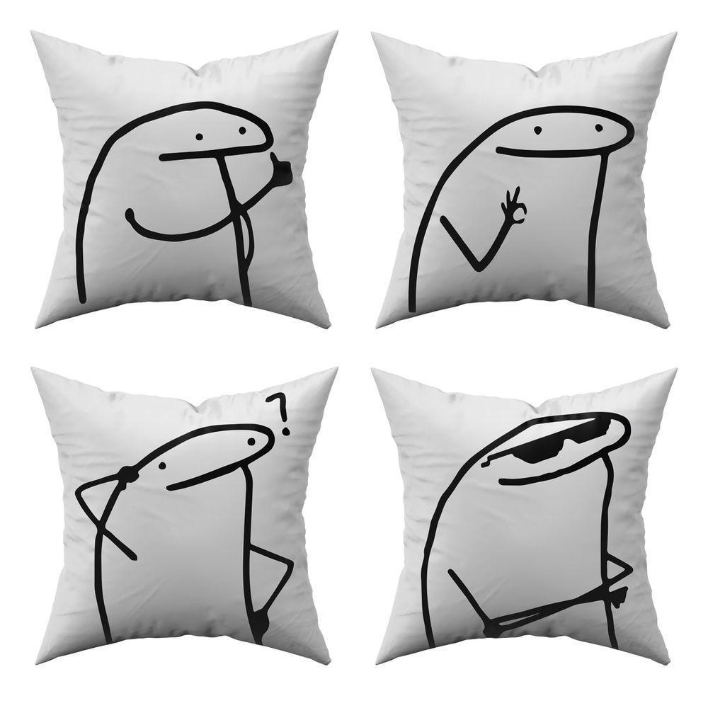 Kit C/ 4 Capas De Almofadas Flork Meme Humores 45cm X 45cm - 1