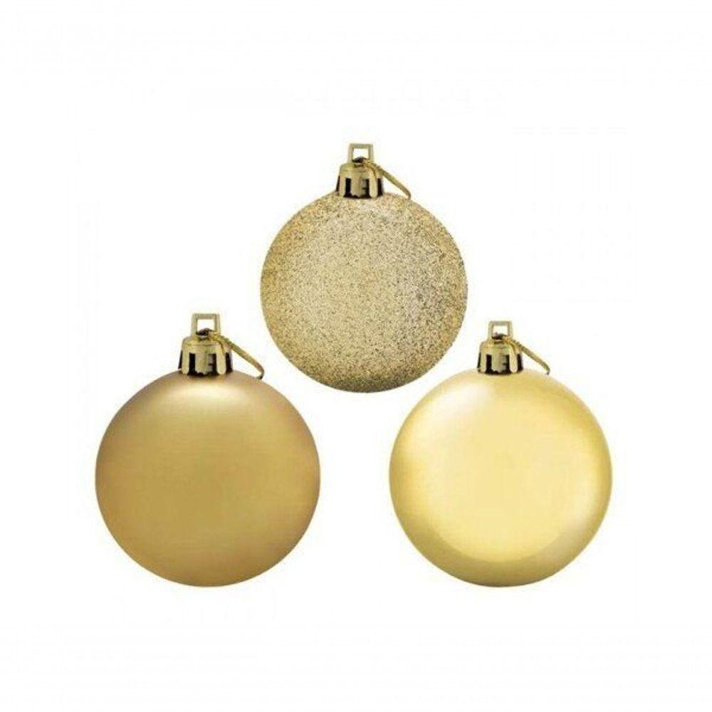 Kit 30 Bolas De Natal Glitter, Lisa E Fosca Dourada 4Cm - 3