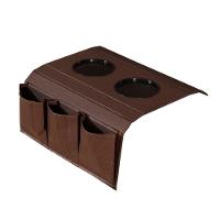 Kit 2 Bandejas Esteira Para Braço De Sofá De Couro Marrom Com Porta Controle - 5