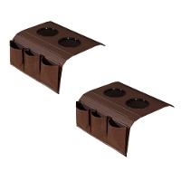 Kit 2 Bandejas Esteira Para Braço De Sofá De Couro Marrom Com Porta Controle - 8