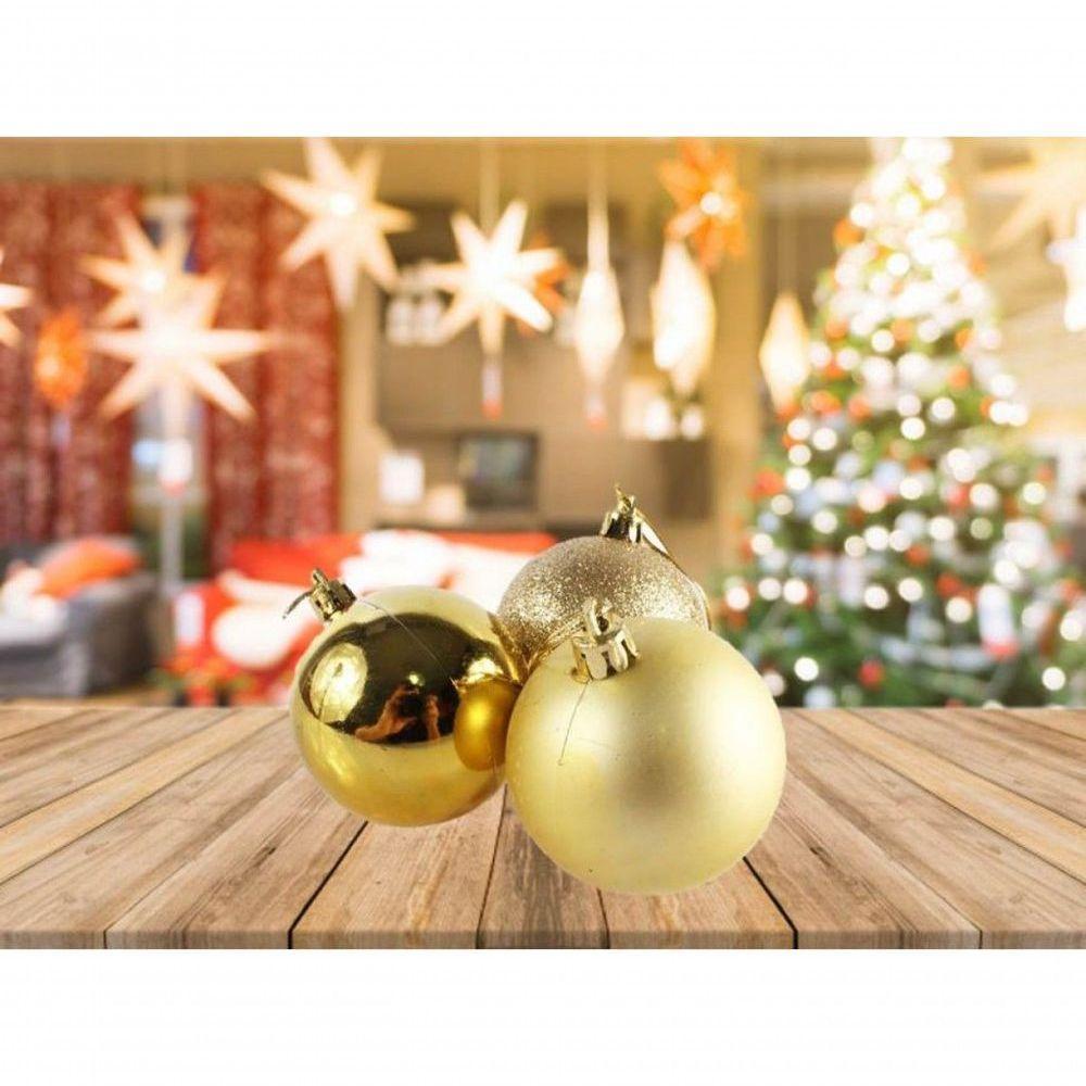 Kit 24 Bolas De Natal Mista Dourada 5Cm - Master Christmas - 2