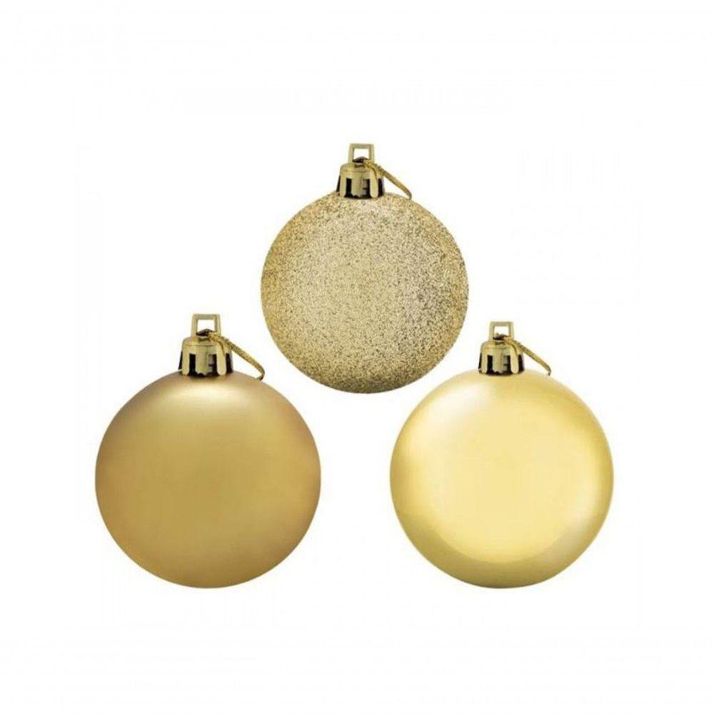 Kit 24 Bolas De Natal Mista Dourada 5Cm - Master Christmas - 4