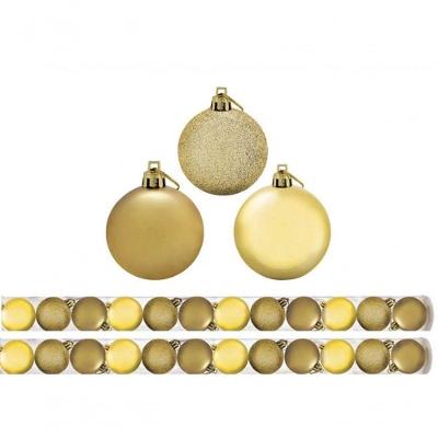 Kit 24 Bolas De Natal Mista Dourada 5Cm - Master Christmas