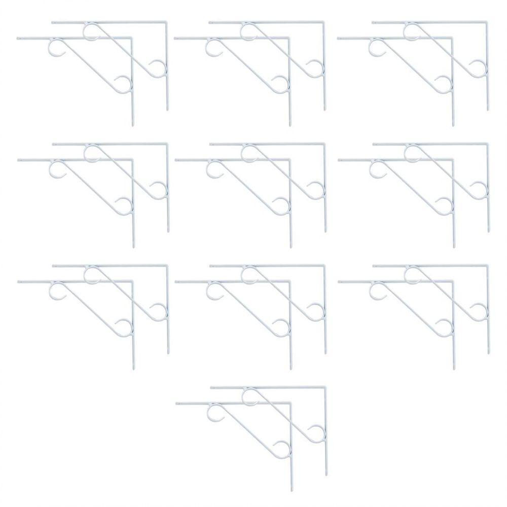 Kit 20 Cantoneira Branca Suporte Prateleira Em S 25X30Cm - 1