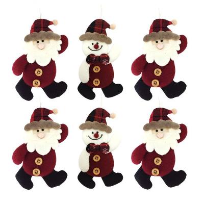Kit Enfeite P/ Árvore 6pçs Papai Noel De Neve Pelúcia 16Cm