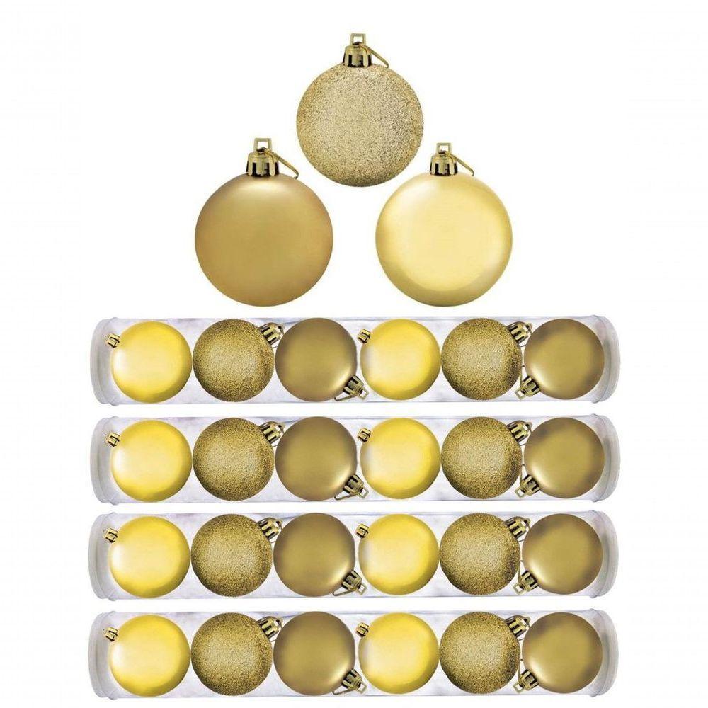 Kit Bola Natal Mista Gliter, Fosco E Brilho Dr 24 Un 8Cm - 1